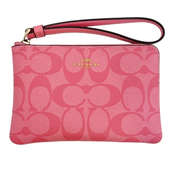 Coach Bags Coach Corner Zip Wristlet Light Pink Gold Toned Hardware